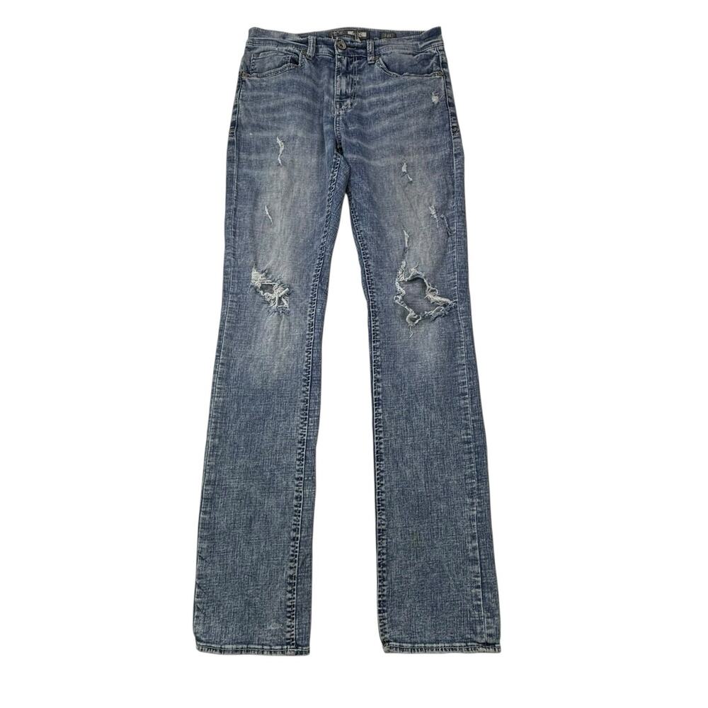 BKE Buckle Alec Straight Leg Jeans Men's 32L Actual 30" W x‎ 33.5"Ins Distressed - Picture 16 of 16